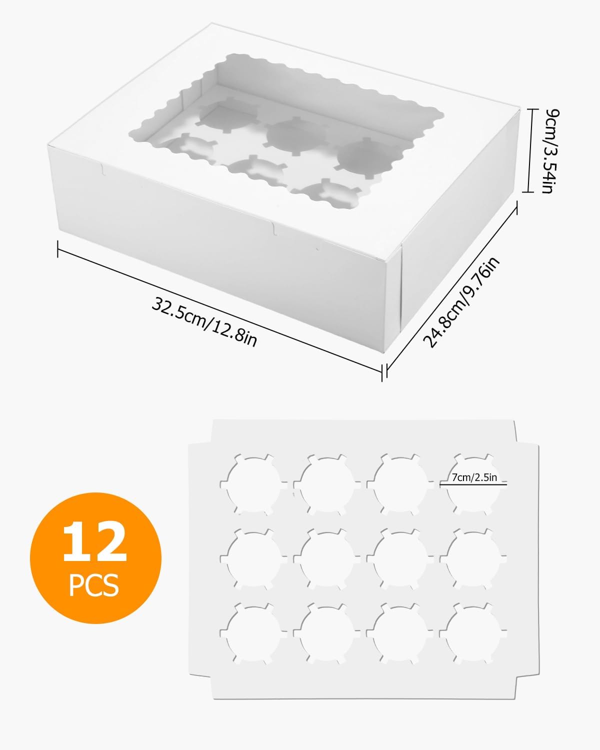 10 Stück Cupcake Boxen, 12 Löcher Karton Verpackung Boxen, Weiße muffin transportbox, Cupcake Transportbox mit transparentem Sichtfenster, Cupcake-Behälter, Tortenbox Bäckerei-Boxenälter, Tortenbox