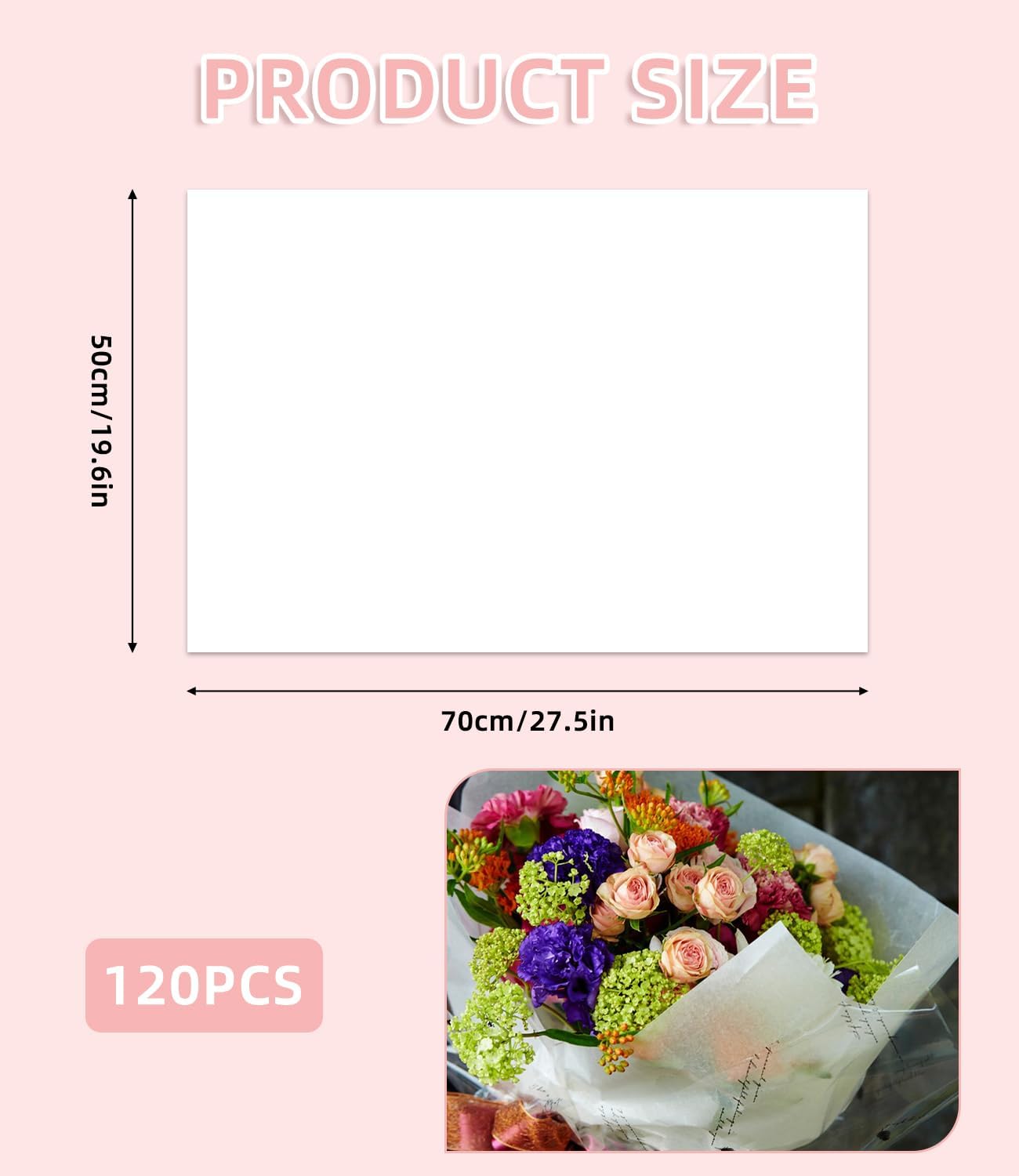 120 Blatt Seidenpapier, Geschenkverpackung Seidenpapier, 70 x 50 cm weißes Verpackungspapier für Weihnachten Geschenkpapier Füller Blumen Kunsthandwerk Geburtstag Hochzeitsdeko, Transparentpapier