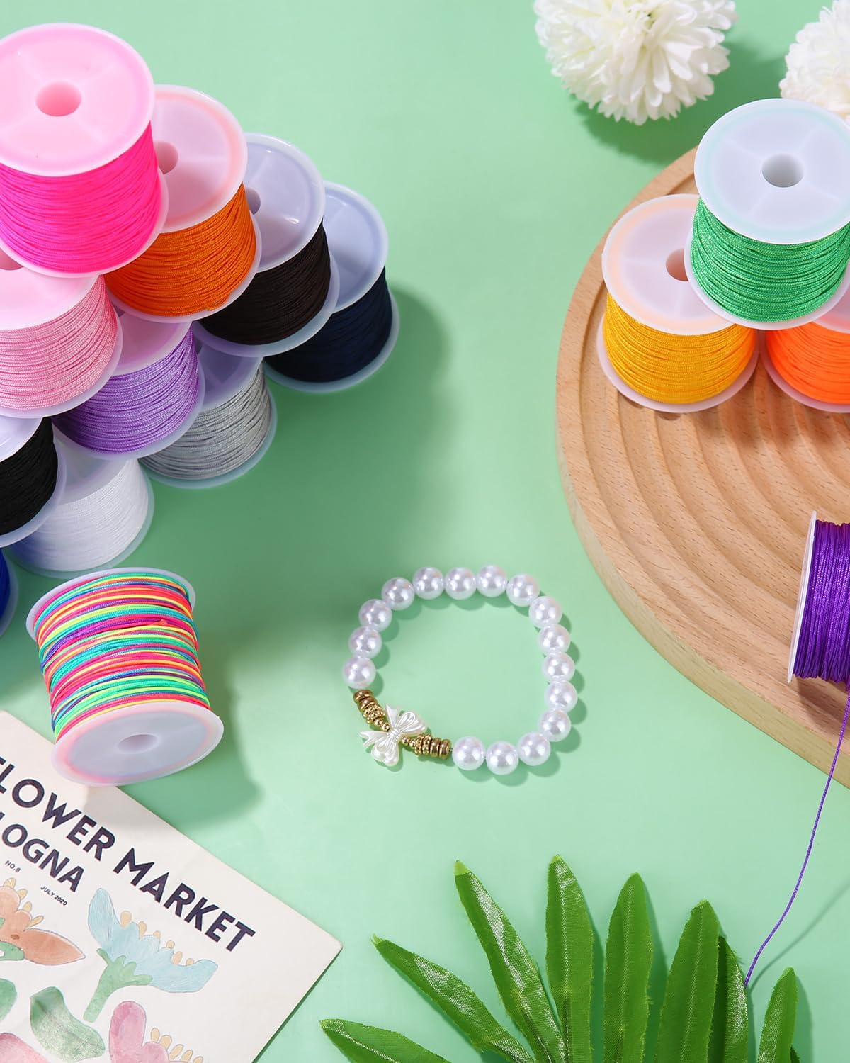 16 Rollen Nylonschnur 0.8mm x 20m Nylonschnur Nylon Beading String Knotenschnur Geflochtene Faden Beading String für Chinesischen Knoten, Schmuckherstellung, Freundschaft Armbänder, Handwerk