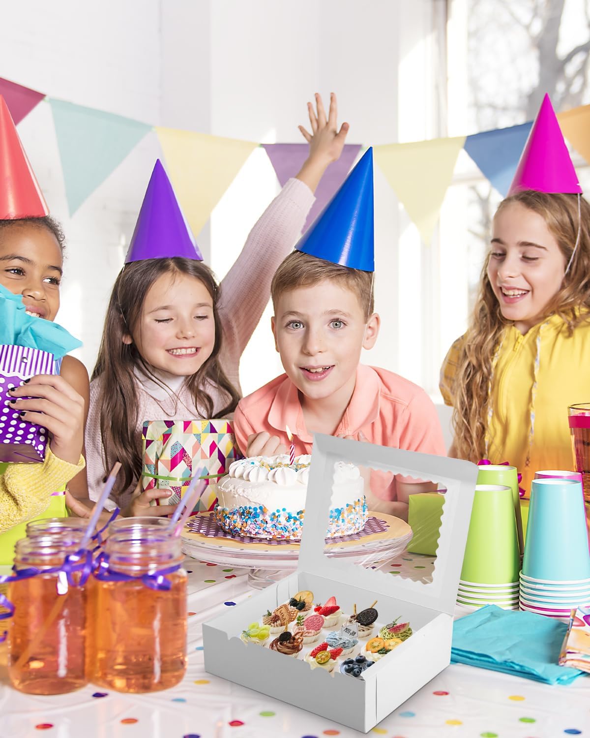 10 Stück Cupcake Boxen, 12 Löcher Karton Verpackung Boxen, Weiße muffin transportbox, Cupcake Transportbox mit transparentem Sichtfenster, Cupcake-Behälter, Tortenbox Bäckerei-Boxenälter, Tortenbox