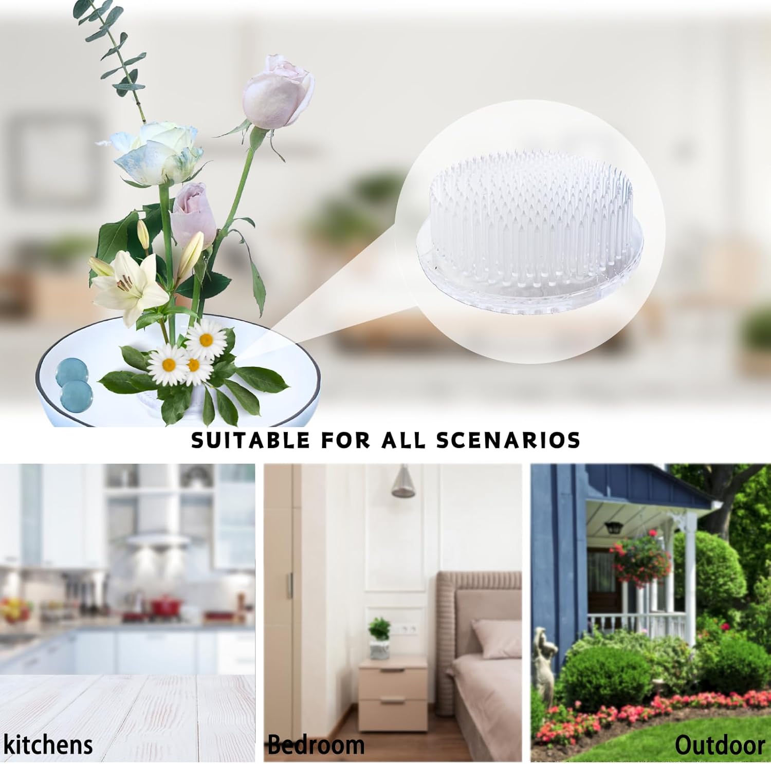 Blumenigel 2 Stück Blumenhalter Rund Ikebana Kenzan Flower Arrangement Tool Blumenigel Flower Frog für Blumenarrangements, Kunst, Heimbüro-Dekoration Weiß 7cm