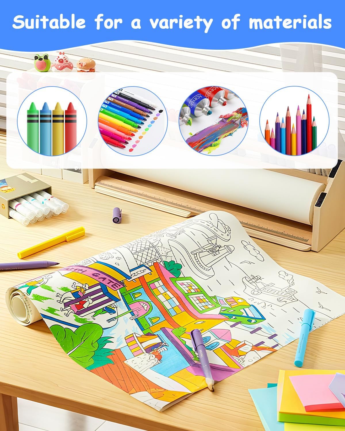 Zeichenpapier Rolle, Weiße Malpapier Kinder, 30 cm x 15 m Papierrolle, 70g/m² Zeichenrolle Kinder Künstler Skizze Malerei Papier, Papierrolle Malen für Zeichnen, Skizzieren, Basteln & Verpacken